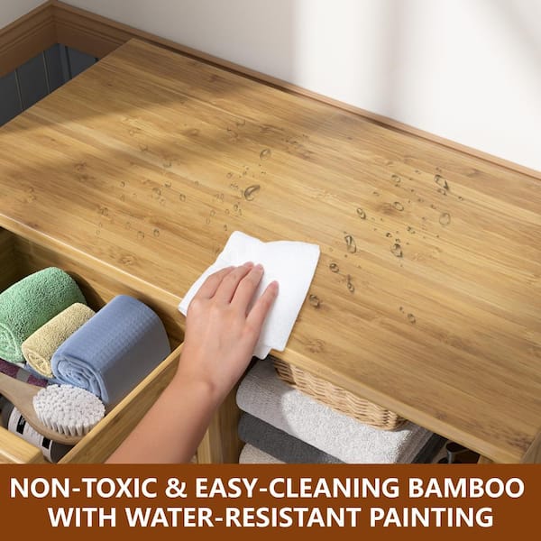 VEIKOUS 32.5 in. H x 23.7 in. W x 11.9 in. D Bamboo
