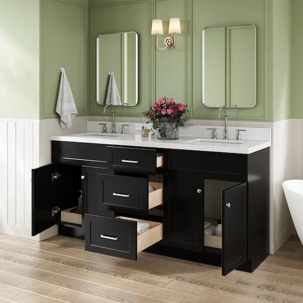 ARIEL Hamlet 72 in. Double Sink Freestanding Bathroom Vanity in