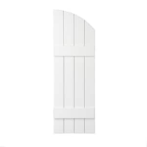 15 in. x 41 in. Polypropylene Plastic 4-Board Closed Arch Top Board and Batten Shutters Pair in White