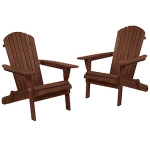 Carbonized Folding Wood Adirondack Chair (2-Pack)