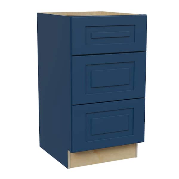 Home Decorators Collection Grayson 15 in. W x 21 in. D x 34.5 in. H Assembled Plywood Drawer Base Bath Cabinet in Mythic Blue with Soft Close