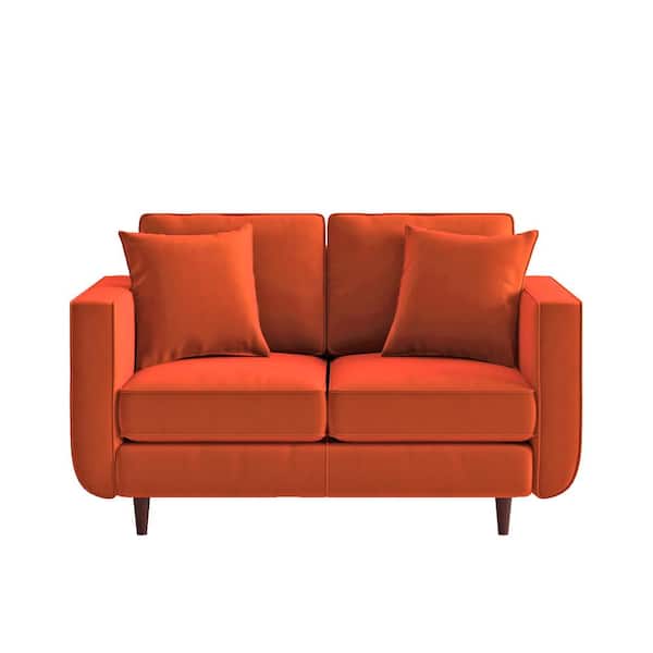 EVERGLADE HOME Carolina 59 in. Square Arm Velvet Straight in Orange