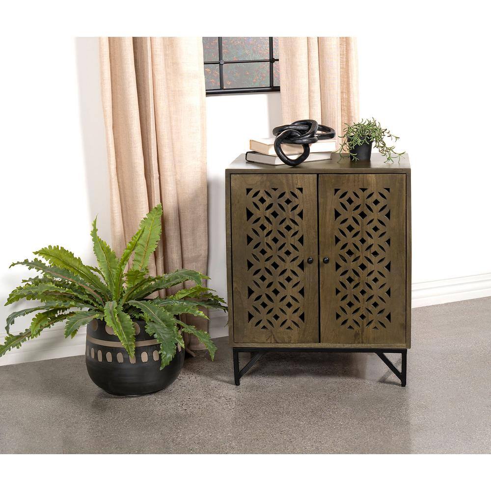 Zaria Brown Mango Wood Rustic Accent Cabinet