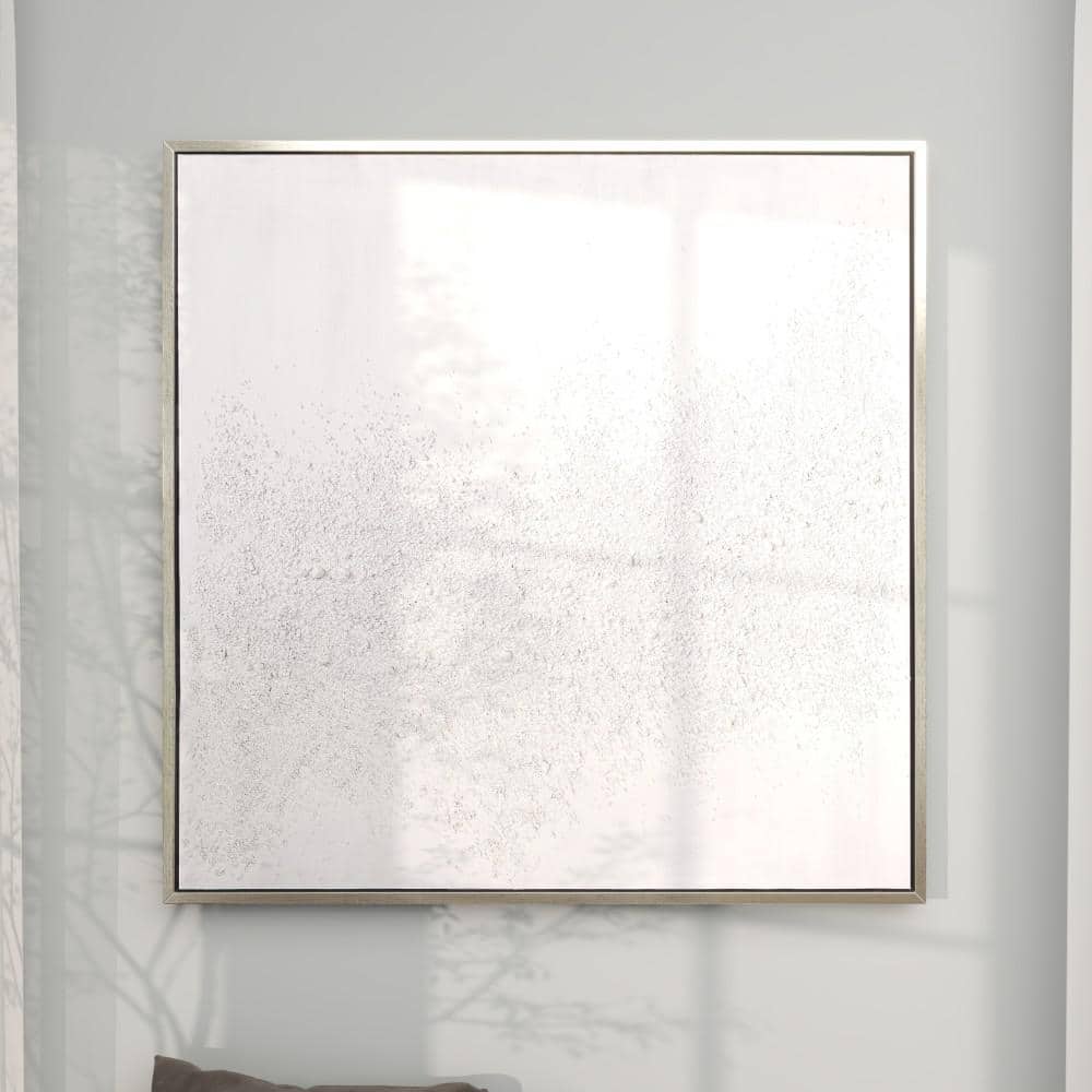 Large White and Silver Abstract Canvas Wall Art