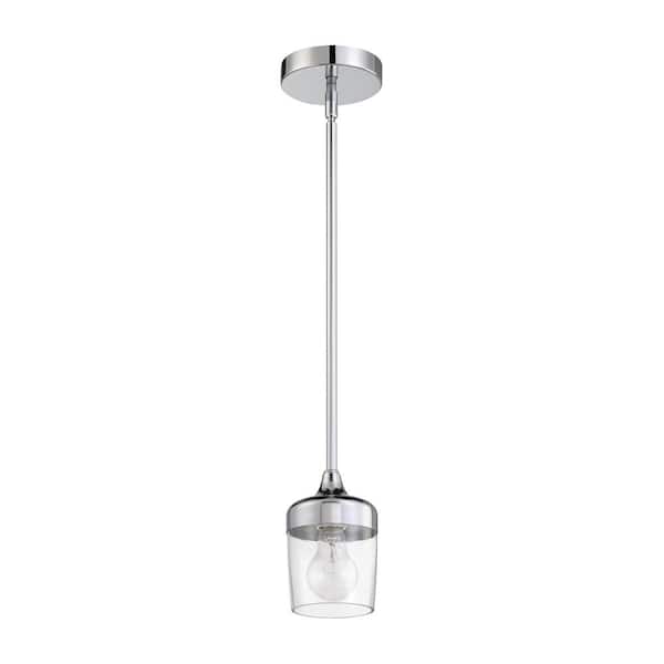 Wrenn 60-Watt 1 Light Chrome Finish Dining/Kitchen Island Mini Pendant Light w/Clear Glass Shade, No Bulbs Included
