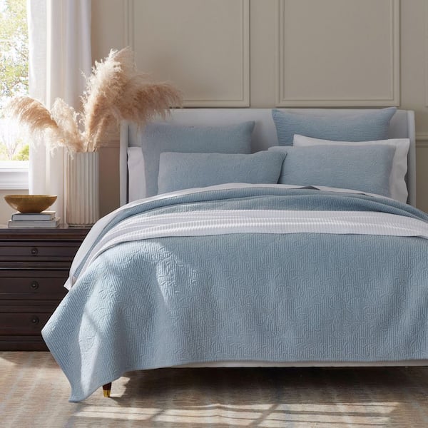 Legends Luxury Tinsley Leaf Blue Full/Queen Cotton Quilt