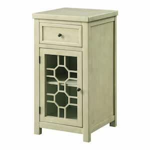 Ivanhoe 17 in. Antique White Rectangle Wood Side Table with 1-Drawer
