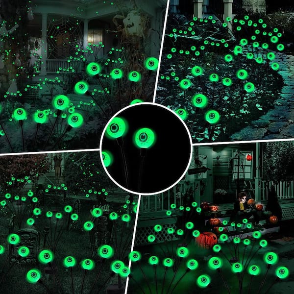 OGETFUUR 12-Piece Green Halloween Outdoor Solar Scary Eyeball