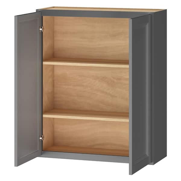 Keyport Shaker 30 in. W x 12 in. D x 36 in. H Plywood Tool-Free Ready To Assemble Wall Kitchen Cabinet in Charcoal
