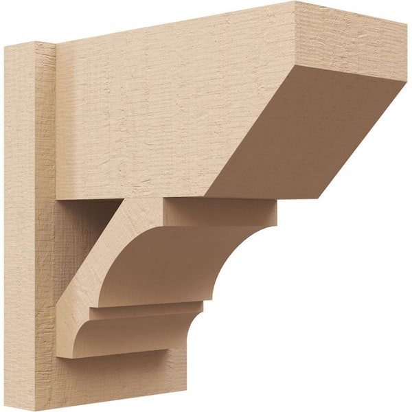 Ekena Millwork 8 in. x 14 in. x 14 in. Balboa Slat Rough Cedar Woodgrain Timberthane Polyurethane Outlooker, Primed Tan