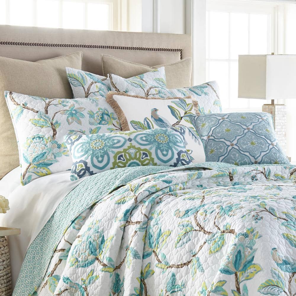 Cressida King Blue Cotton Reversible Quilt Set