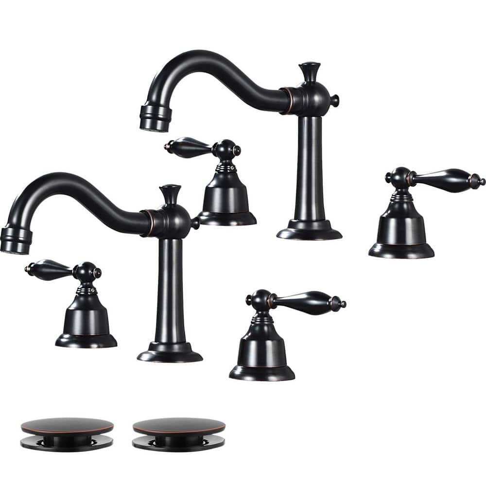 Double Handle 8 in. Widespread Bathroom Faucet Bathroom Sink Faucet with Po