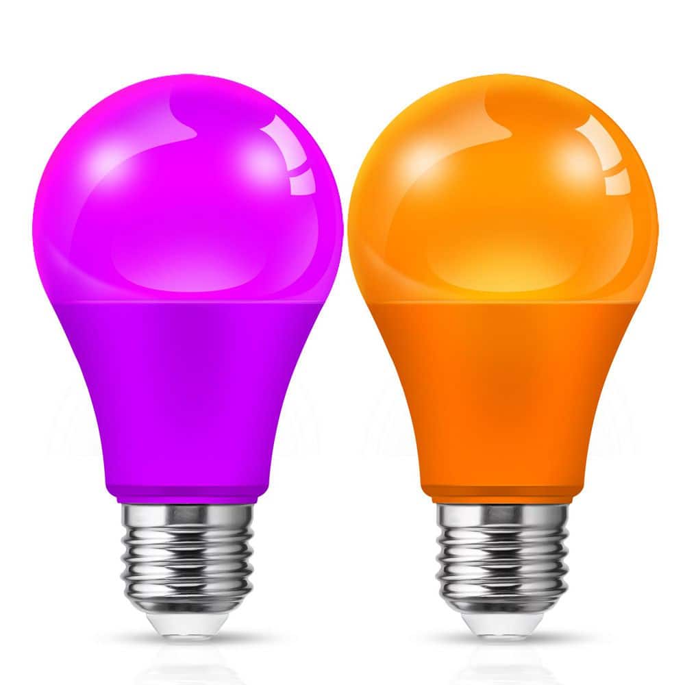 60-Watt Equivalent Orange and Purple A19 LED Halloween Special Light Bulbs A19 LED Light Bulbs (2-Pack) price history on PriceWatchPro