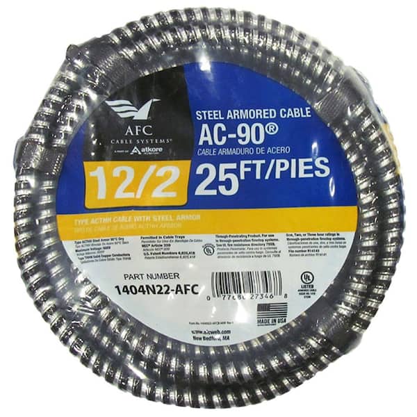 AFC Cable Systems 12/2 x 25 ft. Solid BX/AC-90 Cable