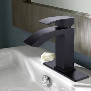 Single Handle Single Hole Low-Arc Bathroom Faucet in Matte Black