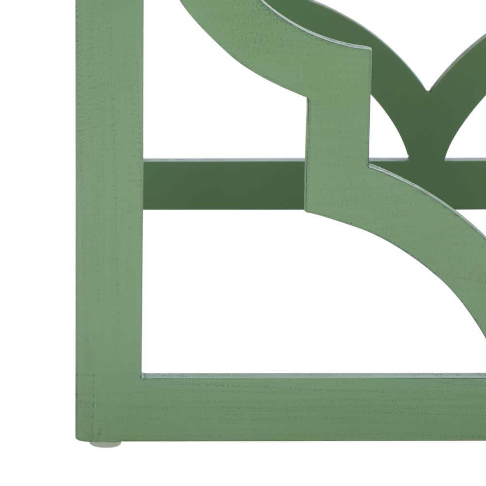 Milo Green Metal and Wood Quatrefoil End Table 26"