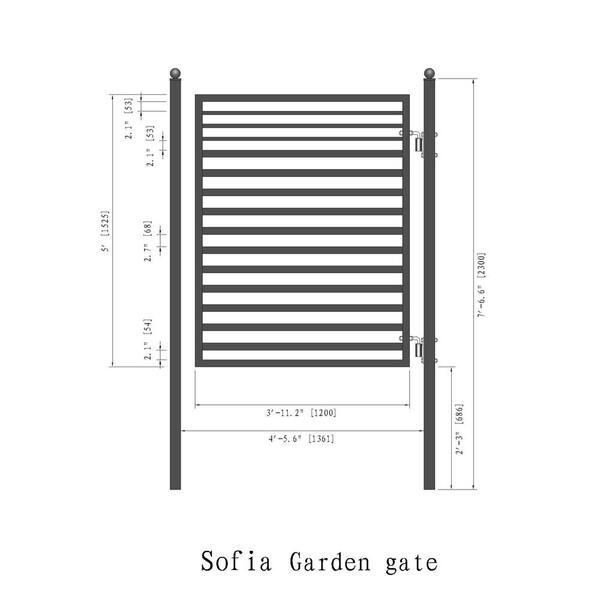 ALEKO 4 ft. x 5 ft. Sofia Style Black Steel Pedestrian Fence Gate