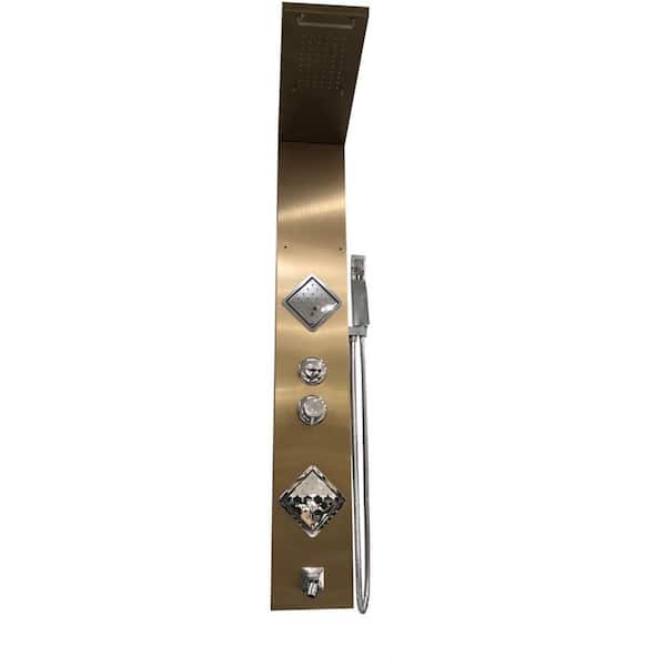 16 GAUGE SINKS Roxy 8.5 in. W 3 Jet Shower Tower in Gold 16GS-38945