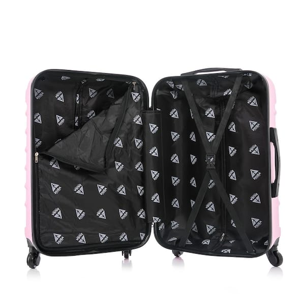 Designer Travel Luggage 3 Piece Pink Spinner Suitcase Set 20” 24” 28 –  Travell Well