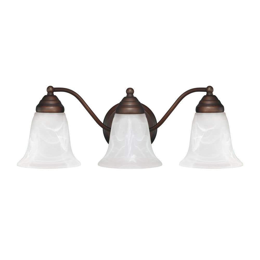 Brady 19 in. W x 7 in. H x 8.5 in. E 3-Light Burnished Bronze Vanity Light with White Faux Alabaster Glass Shades price history on PriceWatchPro