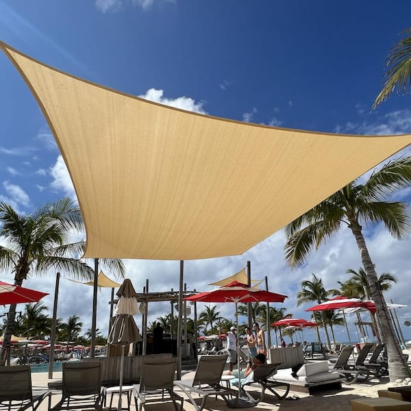 Beige Tan KHOMO GEAR Rectangular Sun Shade Sail 8 x 12 Ft UV Block Fabric 