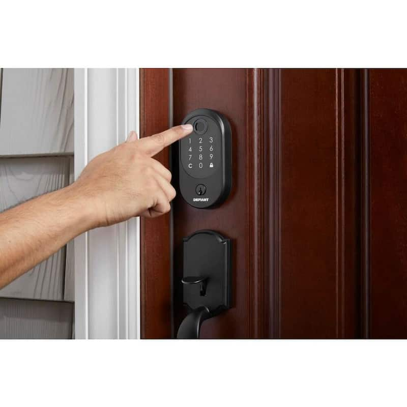 Hubspace Matte Black Round Biometric Fingerprint Electronic Touchpad Deadbolt