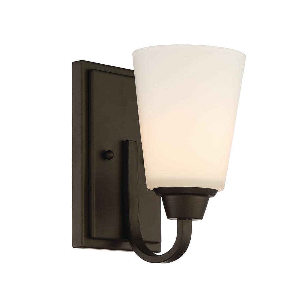 Modern Espresso Brown Wall Sconce with Frosted Glass Shade