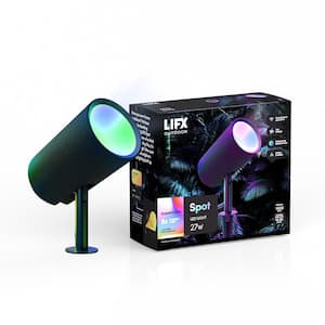 Low Voltage 1600 Lumens Black RGB Integrated LED Smart Wi-Fi Landscape Spotlight, Works w/ Alexa/Hey Google/HomeKit/Siri