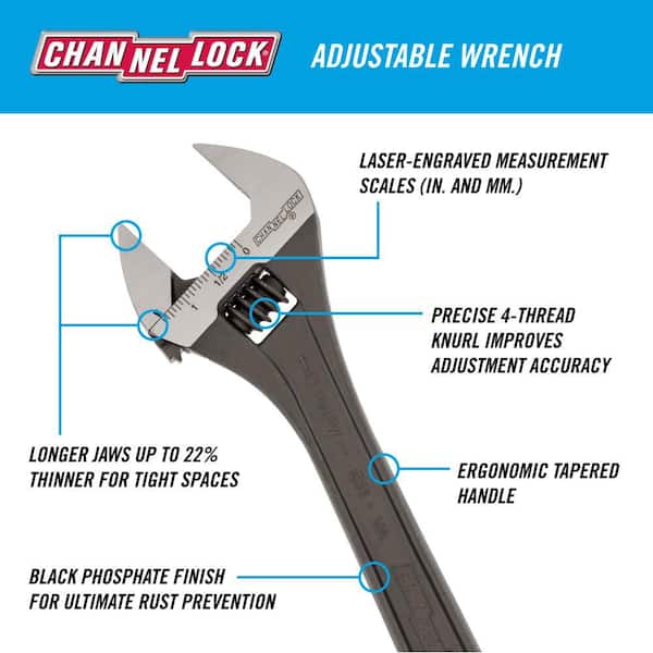 10 in. Black Phosphate Adjustable Wrench