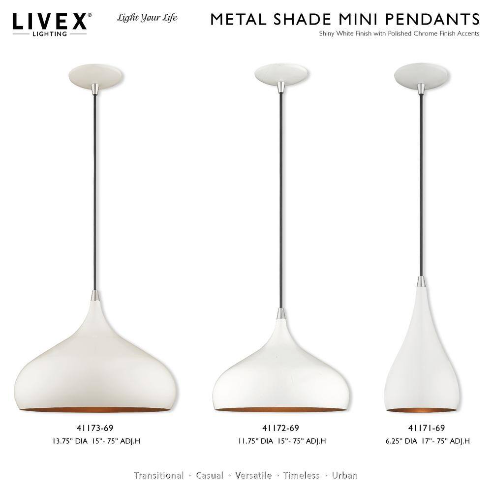 Shiny White and Gold Mini Aluminum Pendant Light