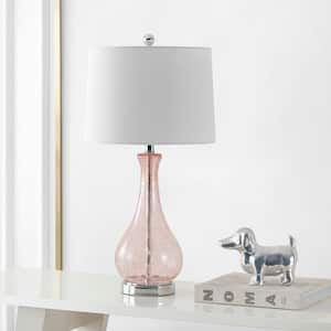 Finnley 27. 5 in. Light Blush Crackle Table Lamp with Off White Shade