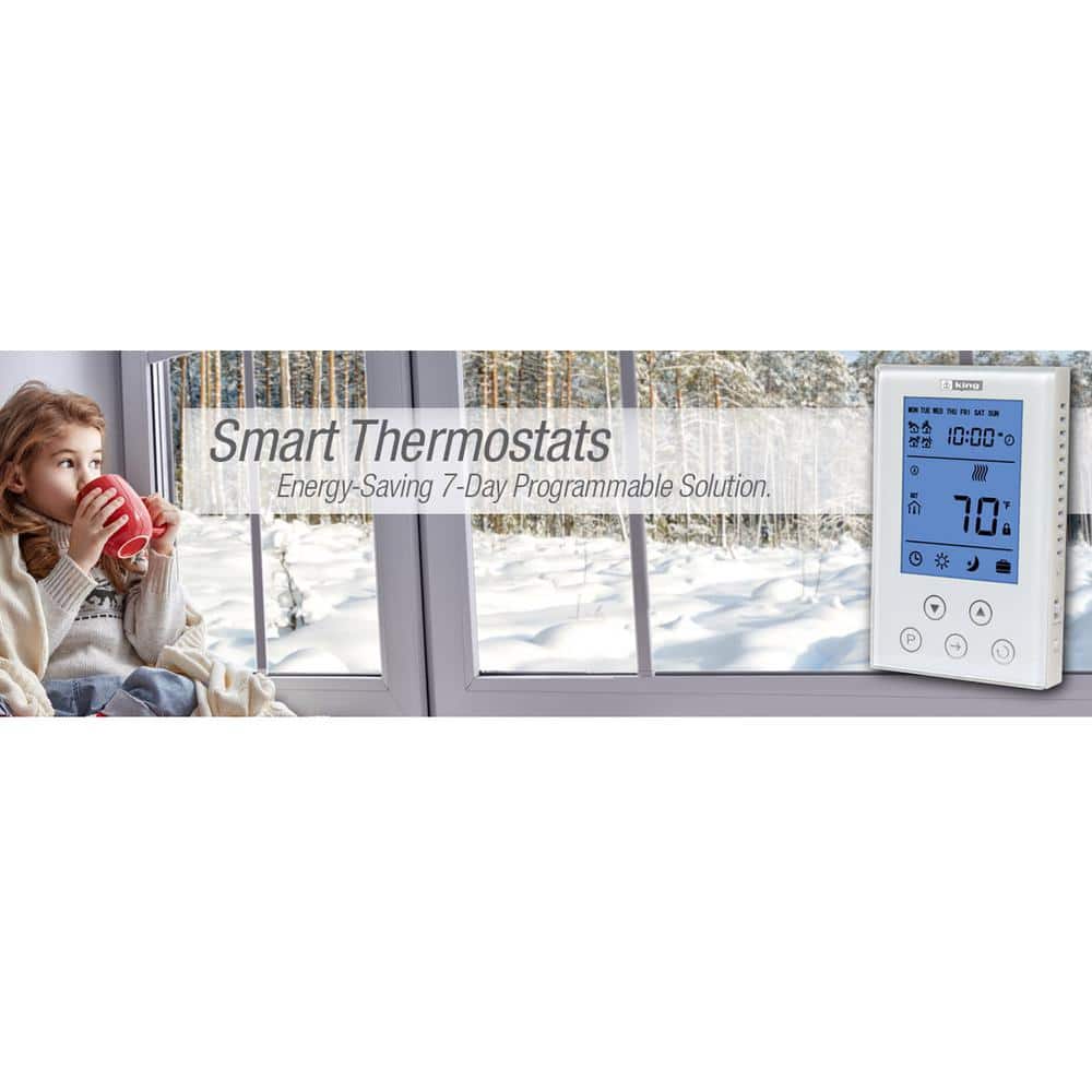 White Digital Programmable Thermostat with Touch Screen