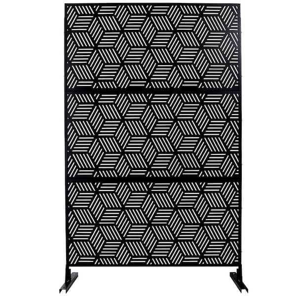 Boosicavelly 48 in. W x 76 in. H Black Steel Freestanding Privacy Fence Screen for Outside Lawn Garden
