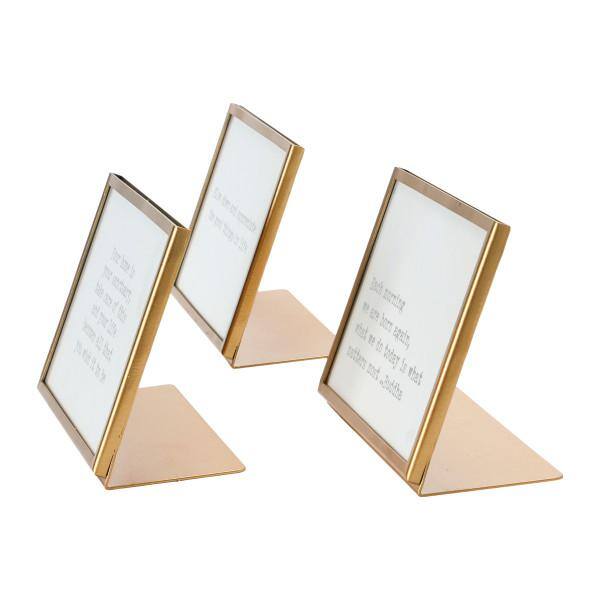 Set of 3 Gold Metal and Glass Motivational Quote Frames