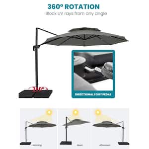 13 ft. Aluminum 360-Degree Rotation Cantilever Patio Umbrella with Cover in Gray