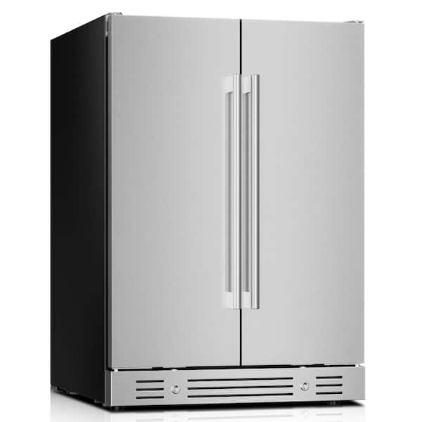 4.1 cu. ft. Dual Zone Built-In/Freestanding Outdoor Refrigerator, Holds 20 Wine Bottles & 60 Cans in Stainless Steel