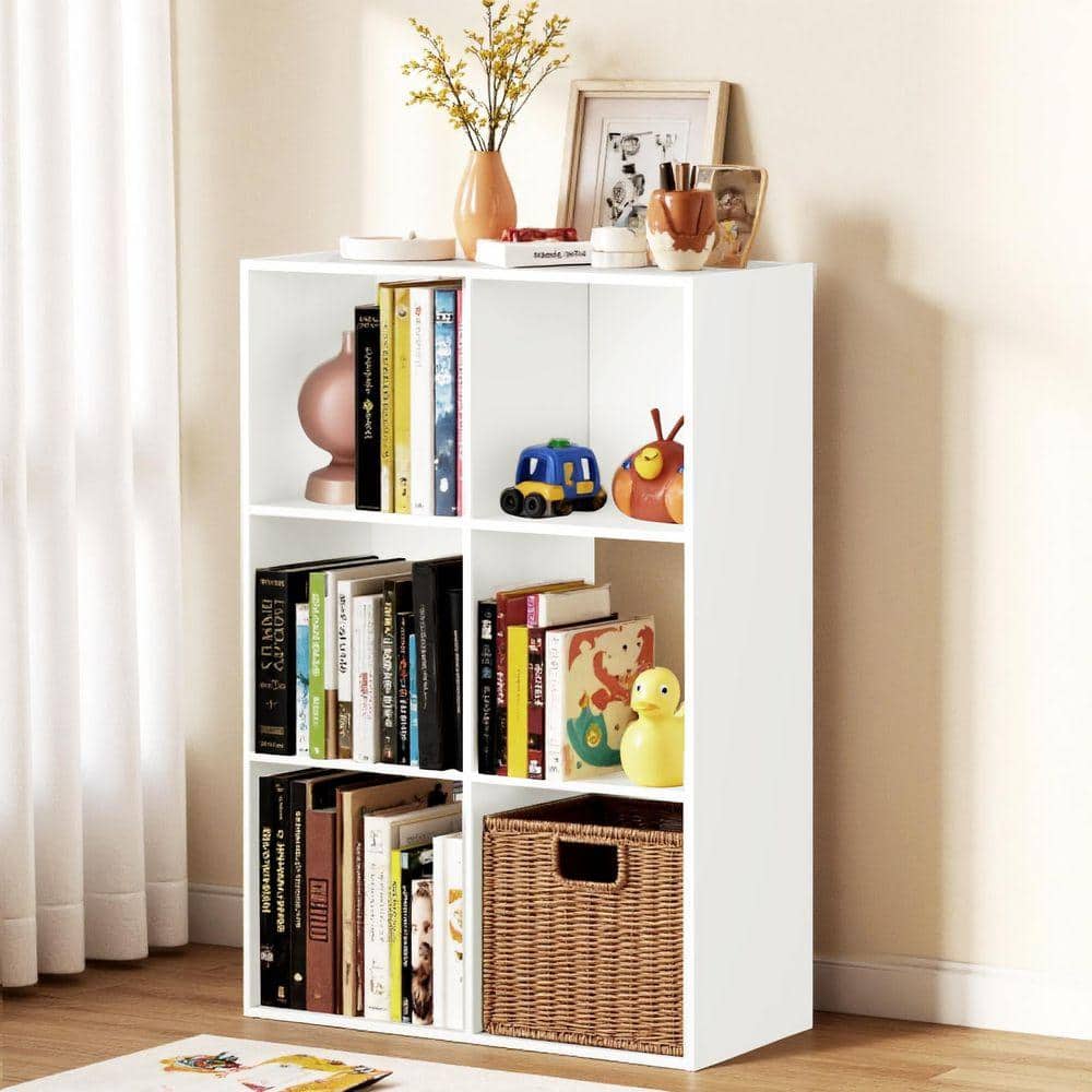 WONDER COMFORT 36 in. Tall White Wood 6-Cube Storage Organizer
