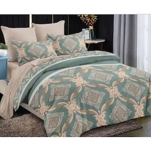 7 Piece All Season Bedding King size Comforter Set-Ultra Soft Polyester Elegant Bedding Comforters-Green