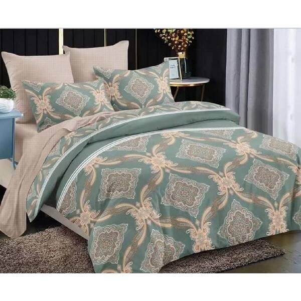 Shatex 7 Piece All Season Bedding King size Comforter Set-Ultra Soft Polyester Elegant Bedding Comforters-Green