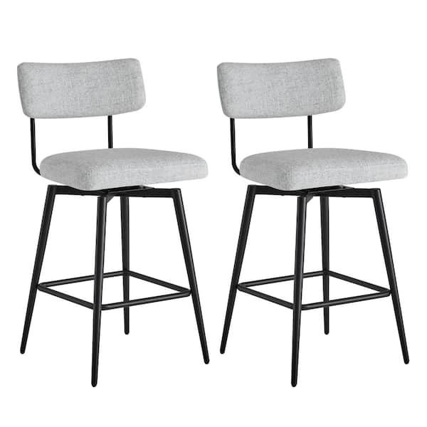 27 in. Cody White Multi Color High Back Metal Swivel Counter Stool with Fabric (Set of 2)