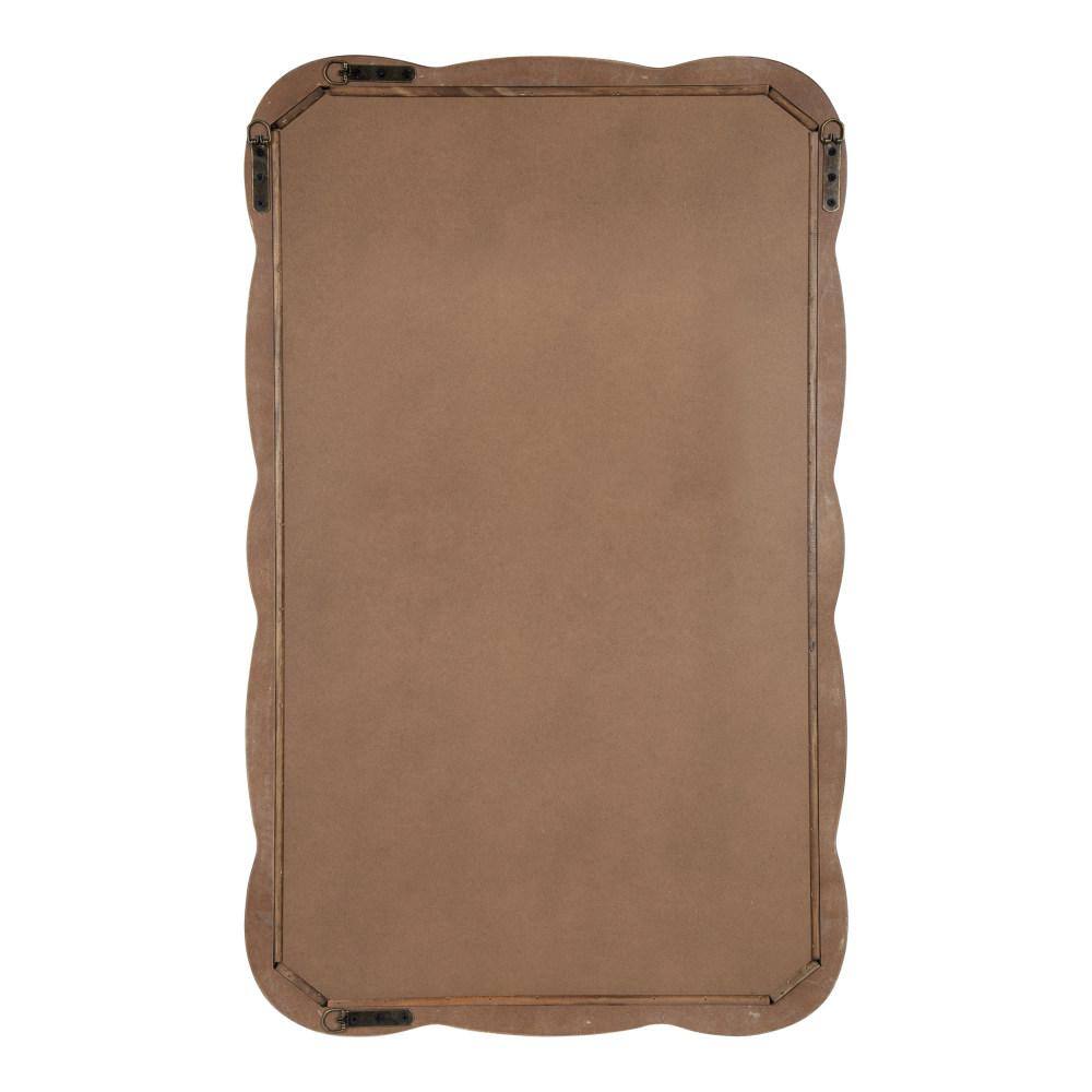 Hatherleigh 24" x 38" Rustic Brown Scalloped Wood Wall Mirror