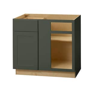 Avondale 36 in. W x 24 in. D x 34.5 in. H Ready to Assemble Plywood Shaker Blind Corner Kitchen Cabinet in Fern Green