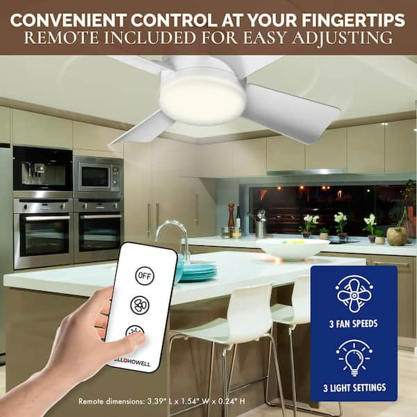 Bell + Howell 15.7 in. Indoor White Ceiling Fan with Remote, LED Light,  Socket 8563ENCBQH - The Home Depot