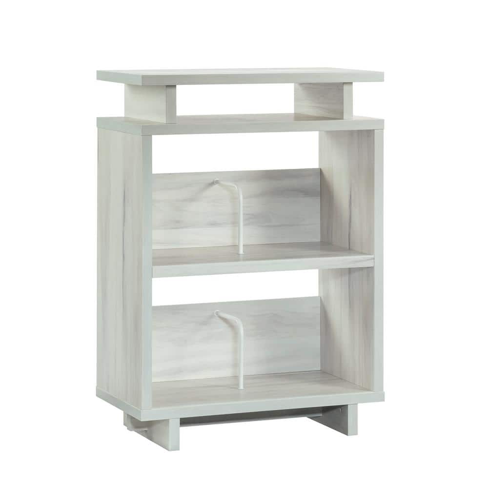 Gray Engineered Wood Bookcase with Cubes and Shelves