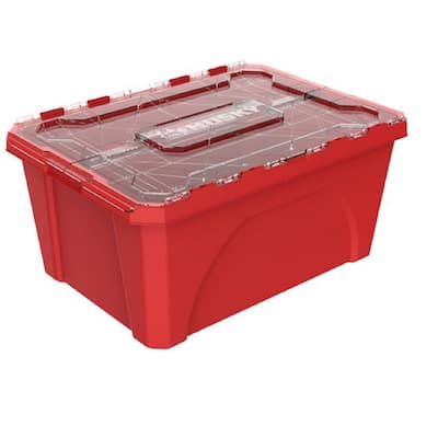 18-Gal. Professional Duty Storage Tote with Flip Top Lid in Red