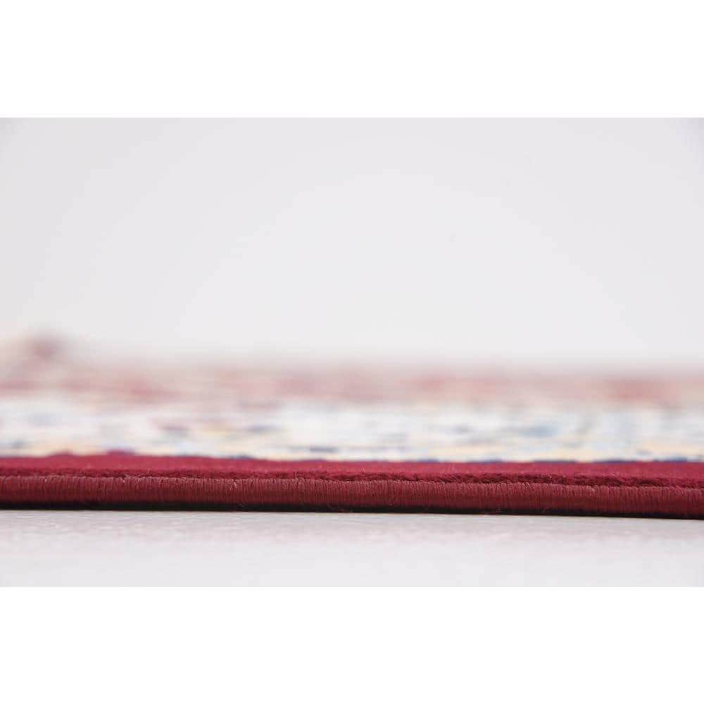 Burgundy Elegance 10' x 13' Stain-Resistant Synthetic Area Rug