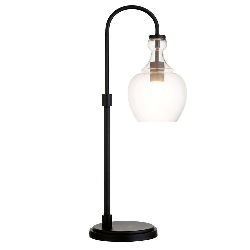 Verona 27" Blackened Bronze Arc Table Lamp with Clear Glass Shade