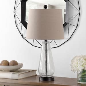 Naila 25. 5 in. Clear Table Lamp with White Shade