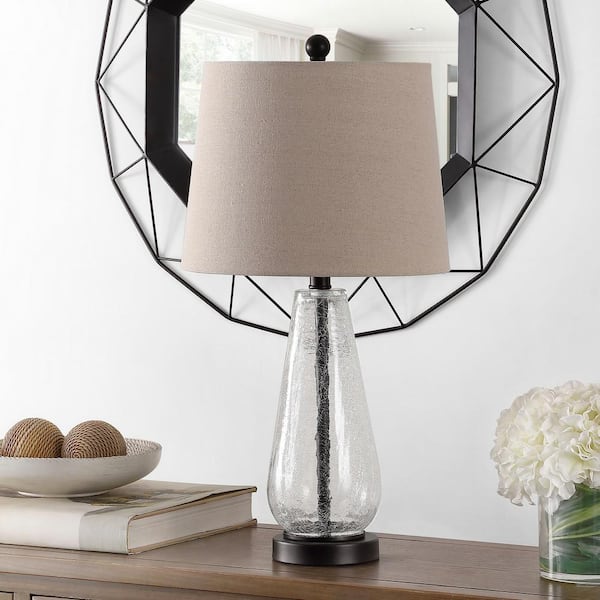 Naila 25. 5 in. Clear Table Lamp with White Shade