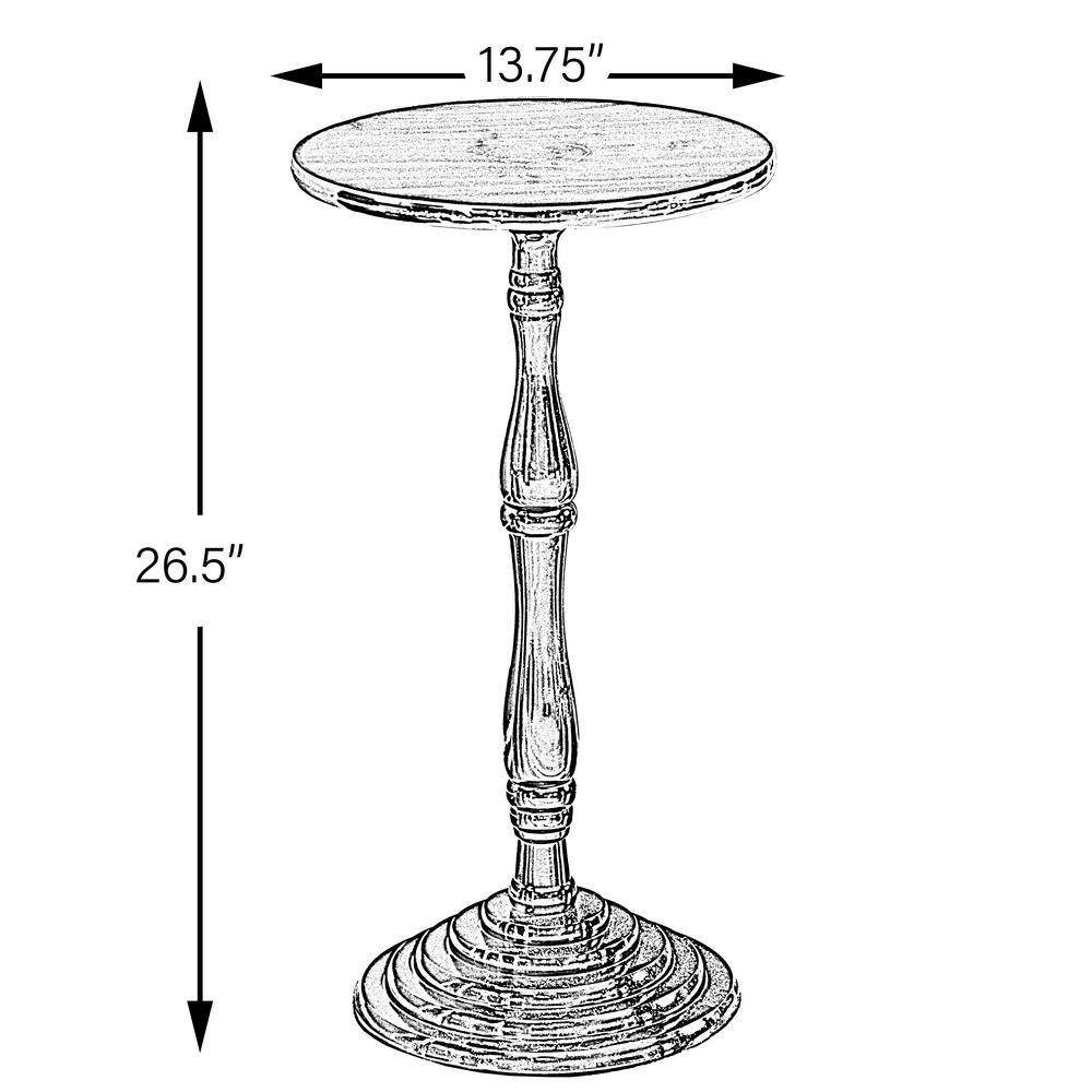 Espresso Wooden Round Pedestal Side Table with Glossy Marble Top